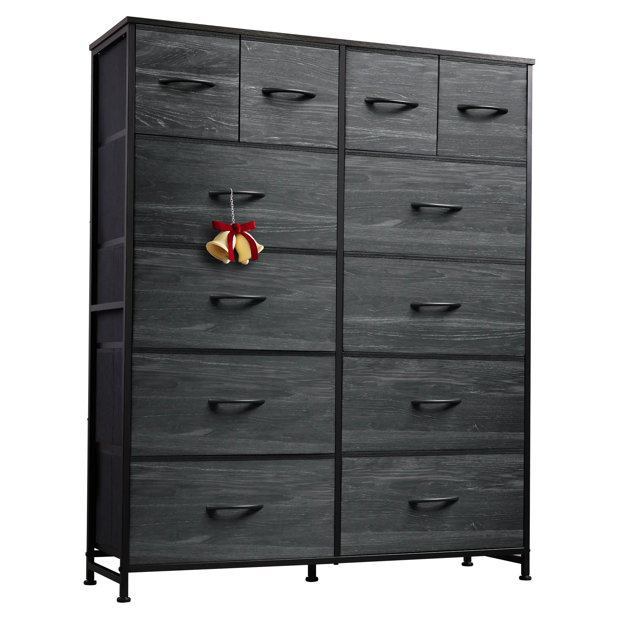 WLIVE Modern Tall Organizing Dresser for Bedroom with 12 Drawers, Cupboard & Chests of Drawers, Fabric Dresser for Bedroom, Closet, Wood Top