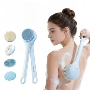 New model electric body brush (for exfoliation, scrubbing, and massage) Electric back shower brush Long-handled shower brush (suitable for full-body use) Dual-handle waterproof bath brush with rotating and multi-functional features Back scrubbing tool