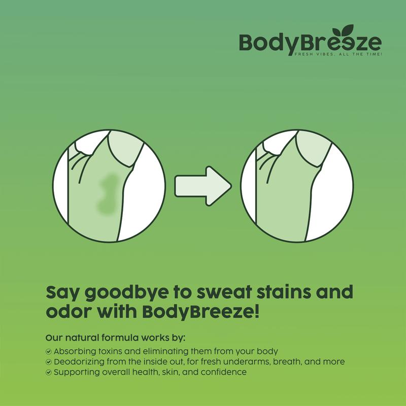 BodyBreeze Internal Body Deodorizer - 30 Capsules for Odor Control Full Body Detox & Gut Health Support with Chlorophyll Natural Odor Eliminator Cosmetic - Antioxidant Dietary Supplement