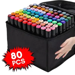 80 Set Alcohol Markers Dual Tips Permanent Art Pen for Kids & Adult, Alcohol-Based Highlighter Sketch Markers for Painting, Sketching and Drawing