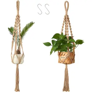 2 count Macrame  Hangers (27.56") Indoor & Outdoor, Boho  Planters for Indoor & Outdoor , Macrame Wall  Decor for Flower Pots & Baskets (Pots Not Included)