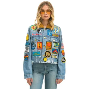 VINTAGE PATCH CROP DENIM JACKET - SUPER LIGHT