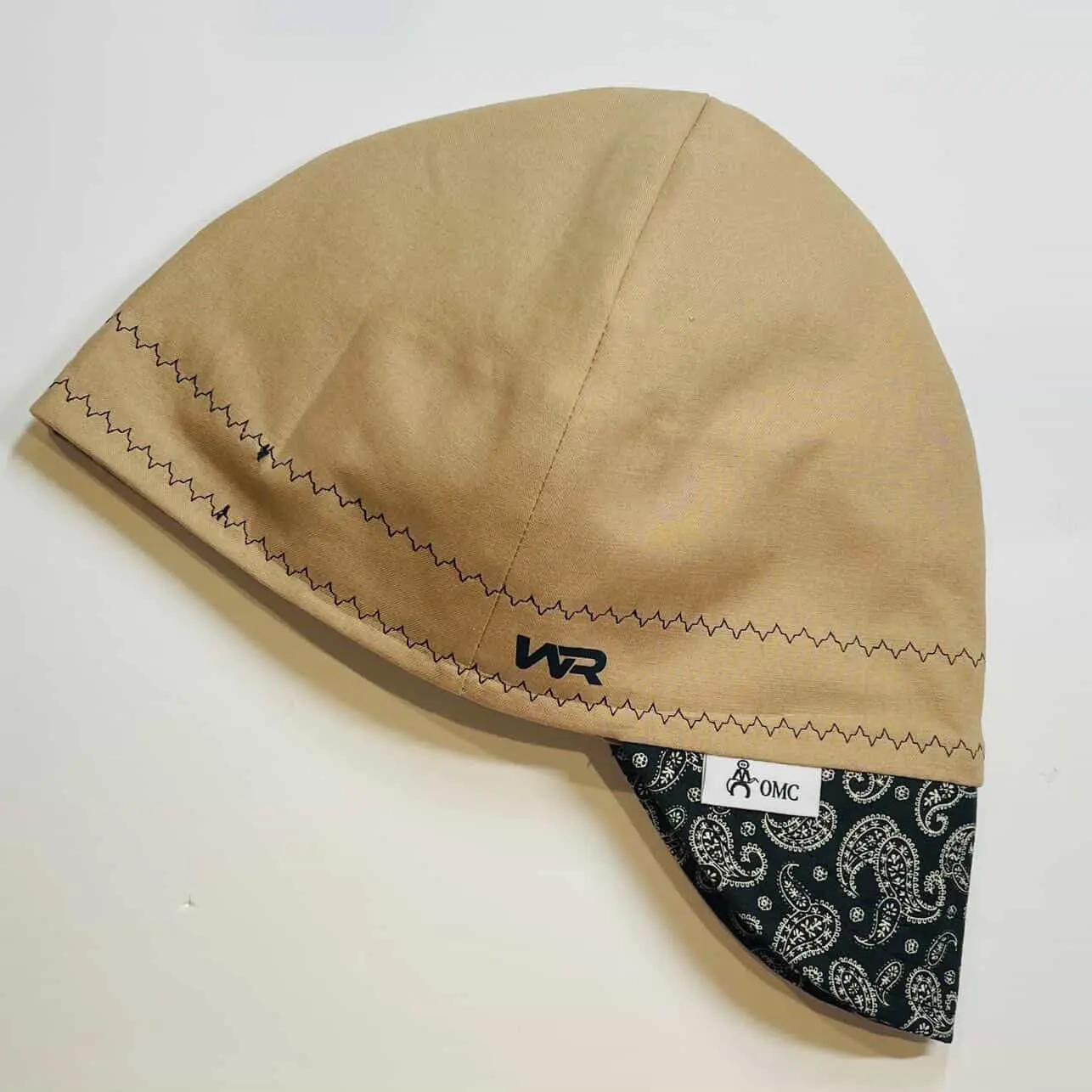 Black Bandana Print Welding Cap, Deep Crown Black Bandana Print Welding Cap, Deep Crown