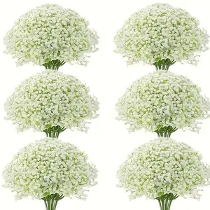Artificial Baby's Breath Flowers without Vase, 50pcs/set Faux Flower Bouquet, Decorative Flowers for Home, Party, Wedding, Anniversary and Festival, Plain Flower Decor