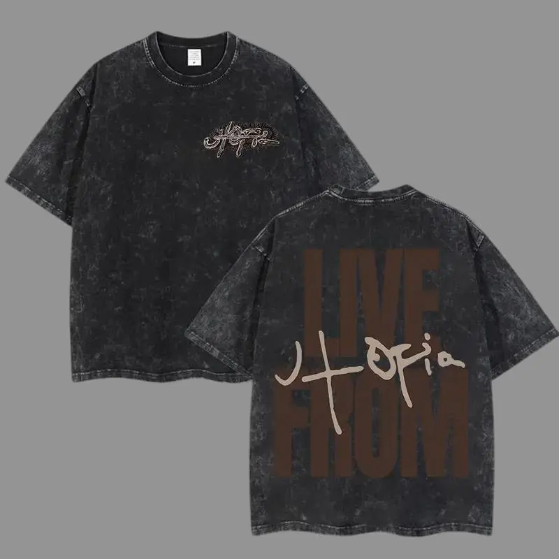 Live From Utopia Tee – Washed Vintage Rap Shirt | Mineral Cotton Graphic for Hip-Hop Fans & Music Merch Collectors