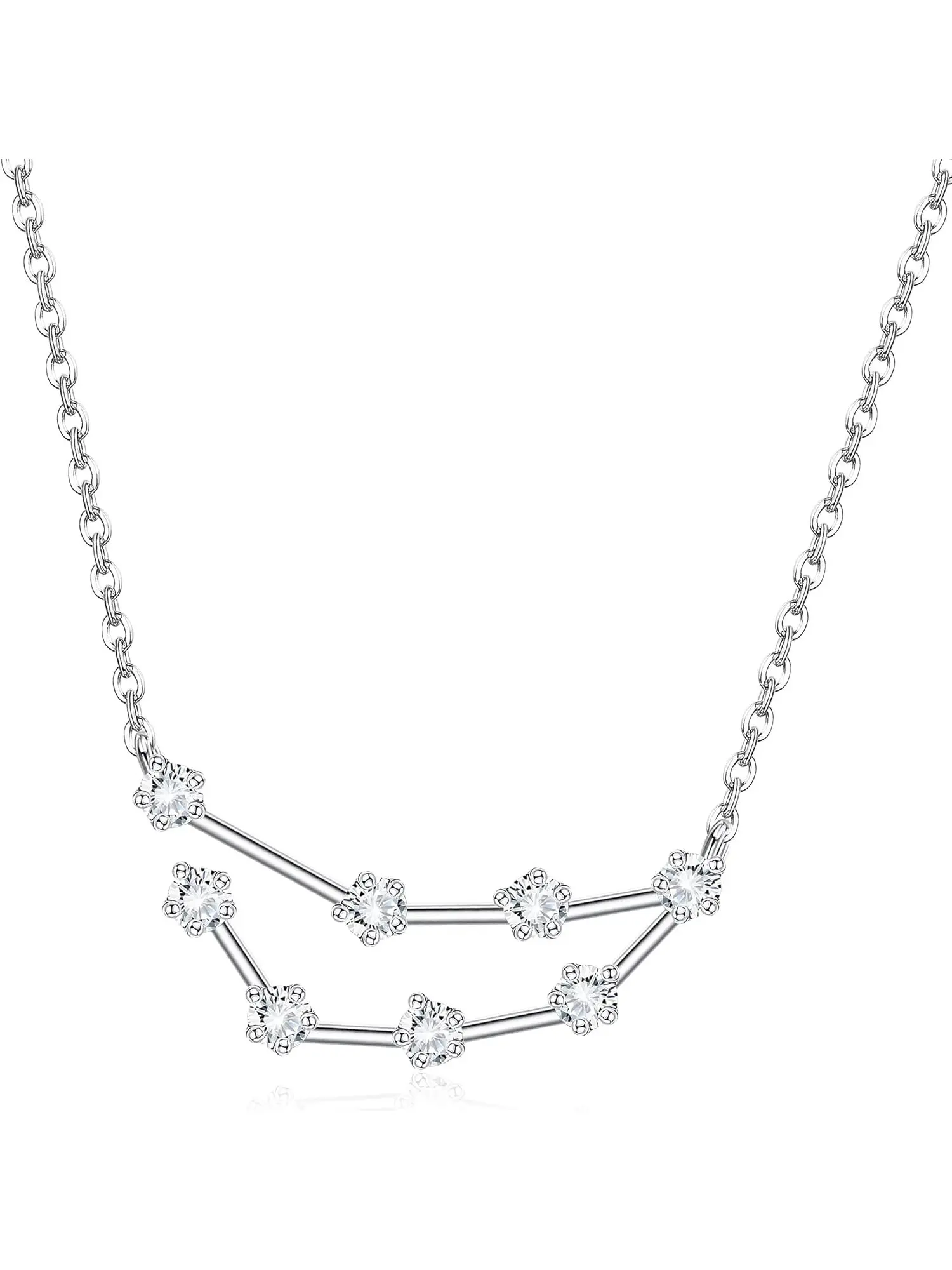 1 Pc 925 Sterling Silver Horoscope Zodiac Sign Necklace for Women 12 Constellation Pendant Necklace Cubic Zirconia Astrology Necklace Birthday Gifts 16-18"