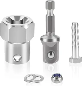 Stainless Steel Trailer Jack Adapter, Crank Handle Power Drill Adapter, Fit for Top Wind Trailer Jack Grips1/2 inch Socket Adapter Included (, a Set of Accessories)