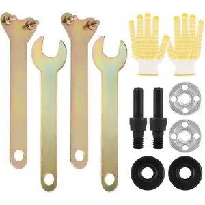 Angle  Adapter for Drill,10- Drill to Angle  Adapter Conversion Kit with 6mm,10mm Mandrel, Flange Nuts, Spanner & Gloves for DIY Grinding, Polishing, Sharpening