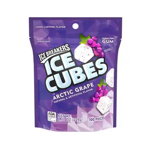 8.11 oz 100 Pieces ICE BREAKERS Ice Cubes Arctic Grape Sugar Free Chewing Gum Pouch