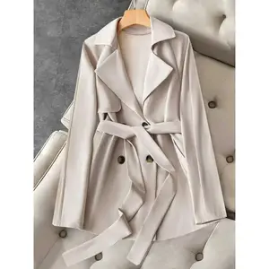 Women's Solid Color Longline Coat, Casual Fashionable Zipper Design Outerwear for Daily Wear, Ladies Clothes for All Seasons, Jackets