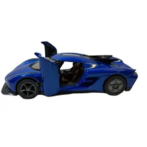 KINSMART 1:36 Scale Koenigsegg Jesko Absobultion Blue Die Cast Metal Model Toy Car 657350561363 with Openable Door and Pull Back Action