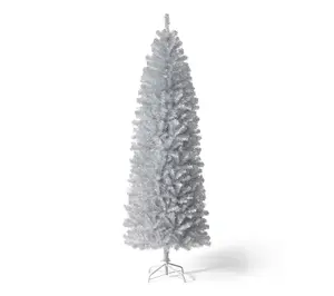 Glitzhome 7.5' Silver Pencil Tinsel ArtificialChristmas Tree