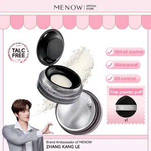 [New Arrival] MENOW Soft-Focus Loose Powder, translucent, matte finish, oil-controlling, waterproof, sweat-resistant, concealing, pore-minimising, 18H wear, talc-free, suitable for dry and oily skin(Free 2 powder puffs)