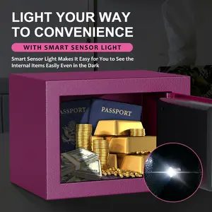 Bostra Small Safe Box, 0.23 CuFt Mini Safe with Fireproof Waterproof Money Bag & Built-in LED Light, Smart Digital Lock Safe with 2 Emergency Keys for Cash, Passport, Jewelry  #SummerVibes