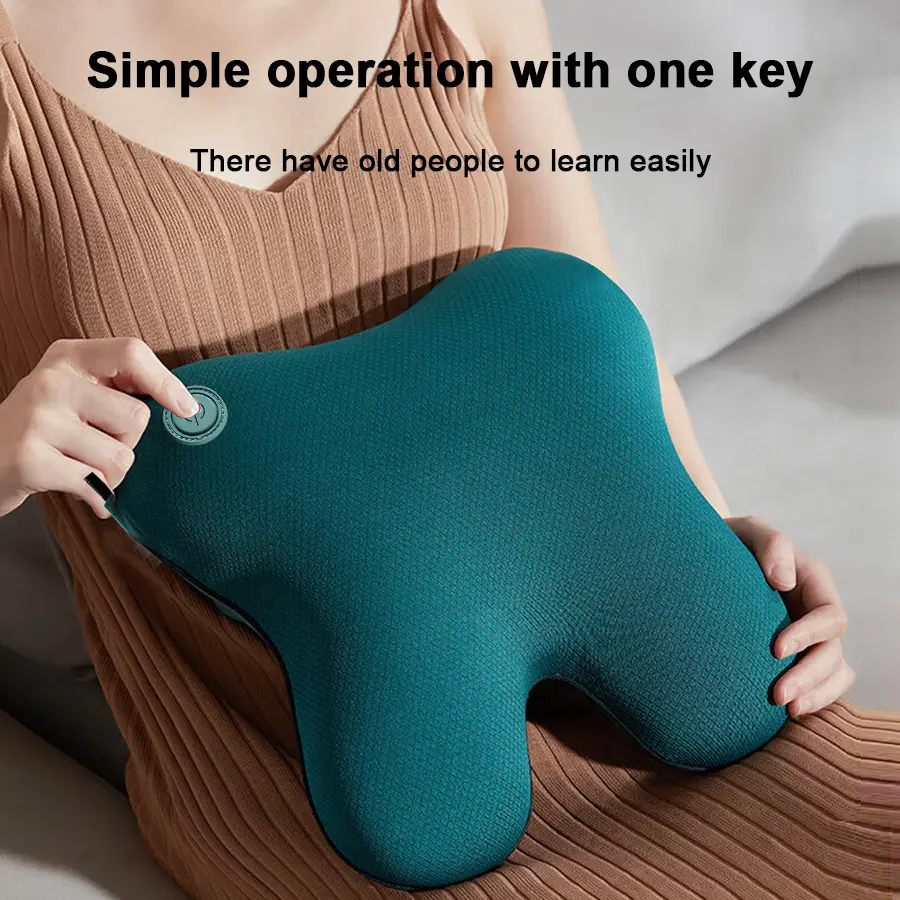1X multifunctional bunny-shaped massage pillow with charging feature, 3D hand-simulated kneading and heat therapy, user-friendly bunny ear design, two directions for separate use on waist and back muscles relaxation, ideal gift