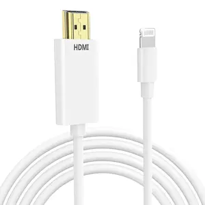 Lightning to HDMI Cable for iPhone Digital AV Adapter 1080P HD Video Sync Screen Connector iPhone to HDMI for TV Projector Monitor 6.6FT Support iOS 18