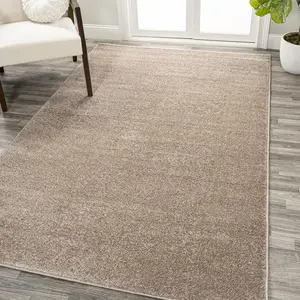 JONATHAN Y Haze Solid Low-Pile Indoor Beige Area Rug; for Living Room, Kitchen, Bedroom, Dining Room, Office