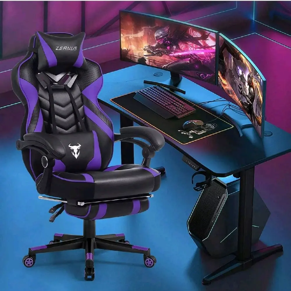 Purple Gaming Chair Reclining Computer Chair with Footrest