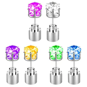 Colorful LED Flashing Crown Earrings, Unisex Fashion Party Dance Nightclub Accessory, Attractive Party Gift, 6 Pieces