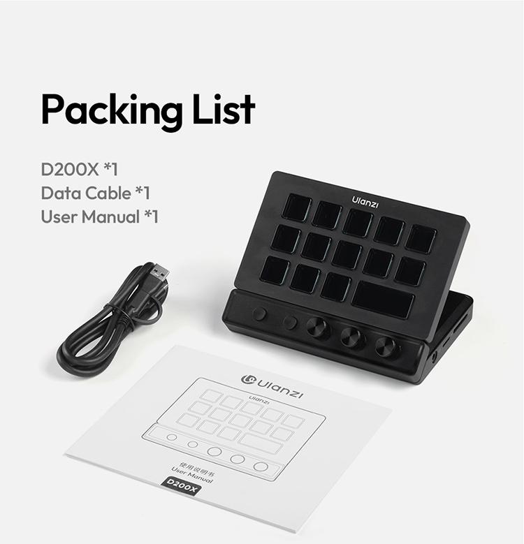 ULANZI D200X Stream Controller with 3 Knobs, 14 Customizable LCD Keys Macro Keyboard, 8-in-1 USB-C Hub Docking Station with 4K HDMI Content Creator Equipment for OBS/Video Editing/Photography/PC