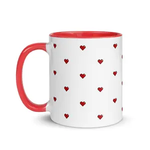 Red Pixelated Heart Ceramic Mug