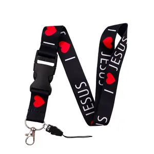 1 pcs Love Jesus Necklace Neck Strap Women Men Lanyards Keychain Wristlet Strap Badge Holder USB ID Credit Card Pass Hang Rope Lariat Lanyard for Keys Accessories Gifts