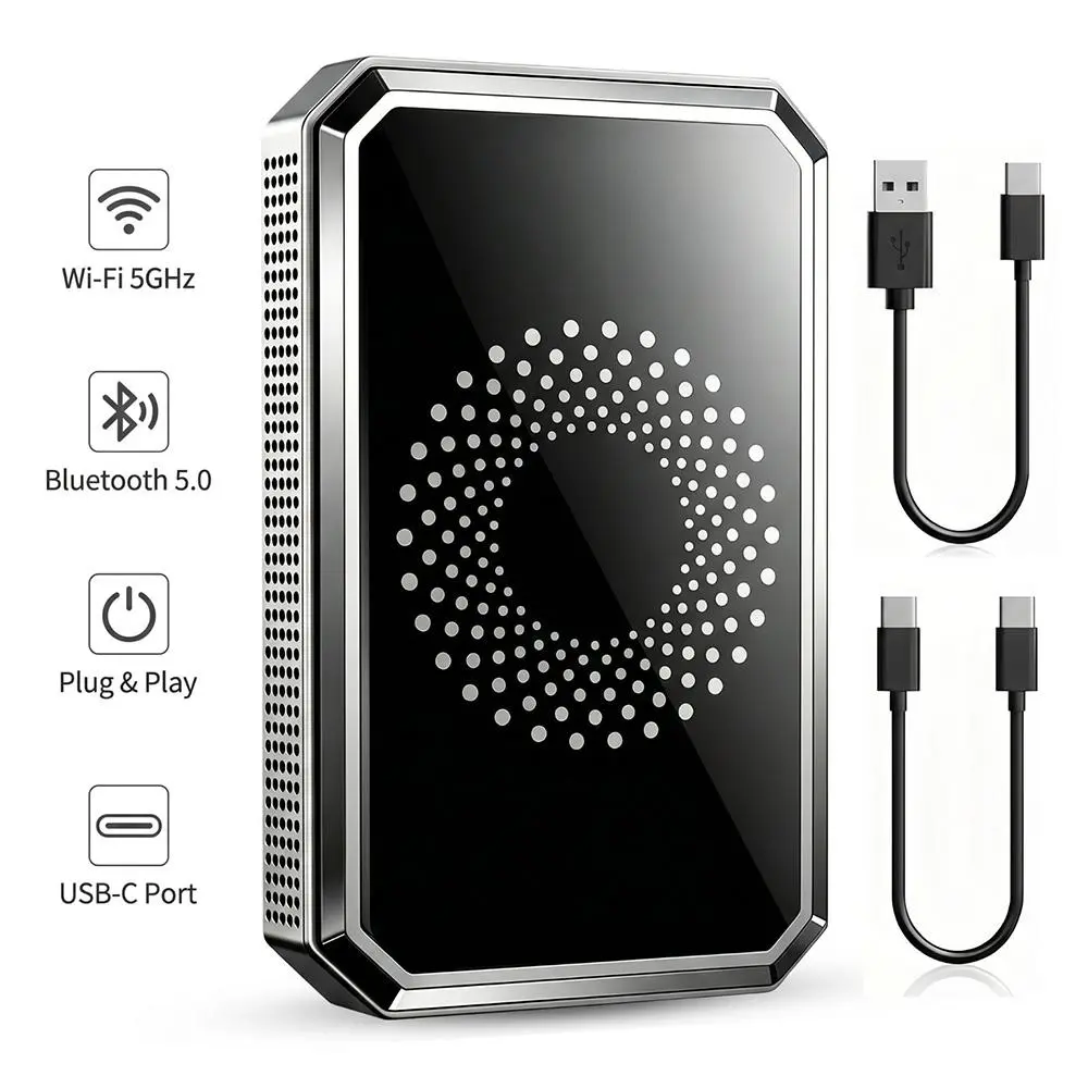 【BackToSchool】 3-in-1 Wireless CarPlay Magic Video Box Adapter, CarPlay Dongle Connectivity with USB Type-A Drive, Stream Netflix YouTube TikTok in Car, Voice Control, Not Compatible with Tesla BMW, Wireless Carplay Android Auto Car Video Players