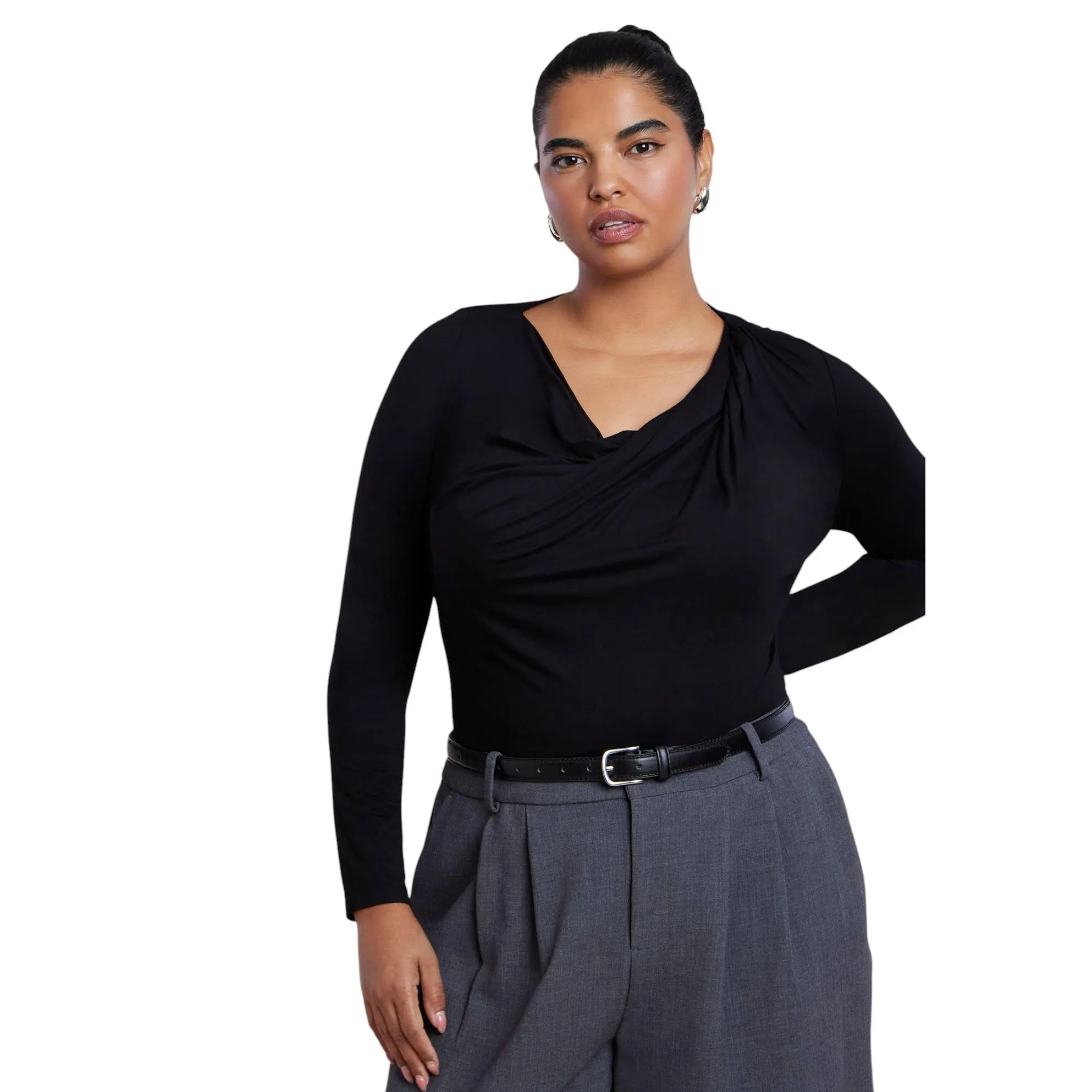 ELOQUII Women's Plus Size Twisted Drape Top