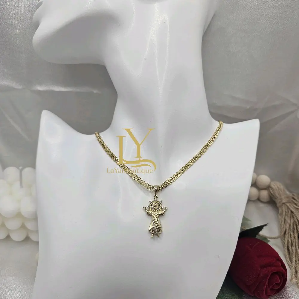 LaYaiBoutique #2412 necklace and pendant, divine child design, 14k gold plated, high quality.