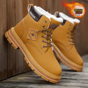 CORASUN 2025 US multi warehouse shipment for autumn and winter men's mid top sports and leisure shoes with fleece snow boots, anti slip work boots, leather covered outdoor boots, fashionable motorcycle boots