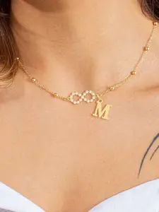 Women's Stainless Steel Minimalist Chain Necklace, Classic Letter Pendant Design, Casual All-Season Jewelry Accessory