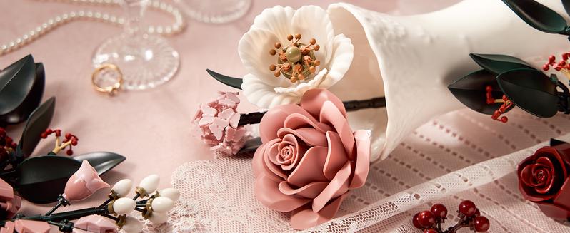 Supreowls Pink Rose Flower Bouquet Building Set, Elegant Botanical Blocks Kit for Adults & Women, Romantic Artificial Flowers for Home Decor, Valentine’s Day & Christmas & Anniversary Gift