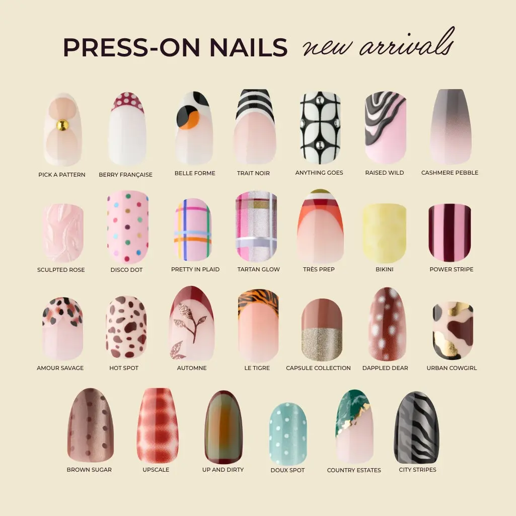 Kleo Kolor Glossy Press-On Nails Kit, Long-Lasting Wear for Gel Nails at Home, Long Square Shape, 30 Pieces