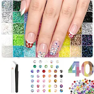 32000Pcs 40-Color 3mm Jelly Rhinestones Kit | Multicolor Flatback Resin Gems for Bedazzling, Includes Tools & Tweezers for DIY Crafts, Nail Art, Clothing, Shoes & Phone Decor
