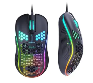212 MAIN Ergonomic RGB Backlit LED Gaming Computer Mouse - Sanoxy SANOXY-USB-HNY-MS USB, Honeycomb Lightweight, 7200DPI, 6 Programmable Buttons for PC Gaming