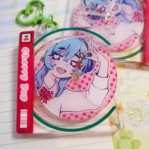 Cherry Pop Miku vocaloid keychain || 2.25" acrylic cd spinning keychain