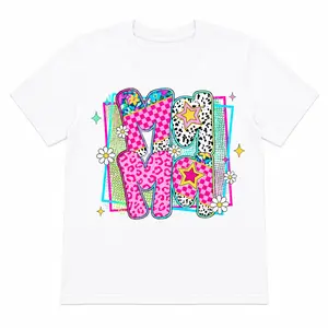 Retro Millennial Mom Cotton Tee, Casual Colorful Leopard Checkerboard Top, Mother's Day & Everyday Wear,New simply sarah t shirt vintage clothing oversized tshirt