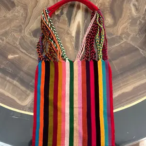 Handmade tote bag Market Bag | Mexican Purse Beach Bag | Handwoven Purse Woven Bag | Boho Purse Striped 2 lined