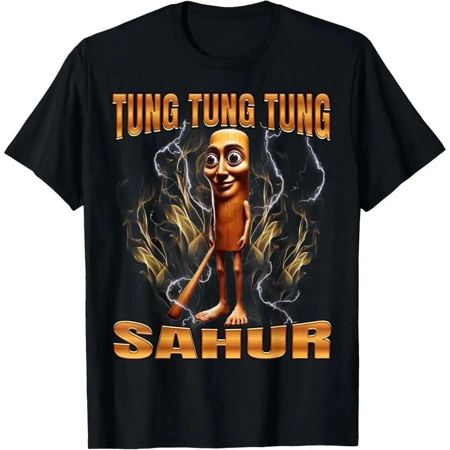 Unisex Graphic Tee Tung Tung Tung Sahur Funny Meme Print Casual Design Oversized T Shirt Crewneck Short Sleeve Soft Cotton Breathable Loose Fit Daily Wear Streetwear Style Trendy Aesthetic Humor Gift Top