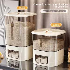 Langkes Large Capacity Smart Rice Dispenser Airtight Moisture Proof Storage Container with Measuring Cup for Kitchen Rice Grains and Food Storage