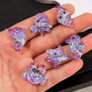 Starry Ocean Theme Resin Figurines, Decorative Crab DIY Craft Decorations, Perfect for Valentine's Day & Weddings, Romantic Home & Garden Ornaments