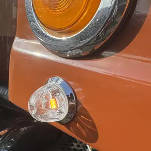 Partsam 10Pcs 3/4 inch LED Amber Watermelon Side Marker Clear Plastic Lens Dual Function Strobe + Marker Lights, Side Clearance Tail Griller Flash Lights Turn Signal Warning Waterproof Light for Trailer Truck RV 12V