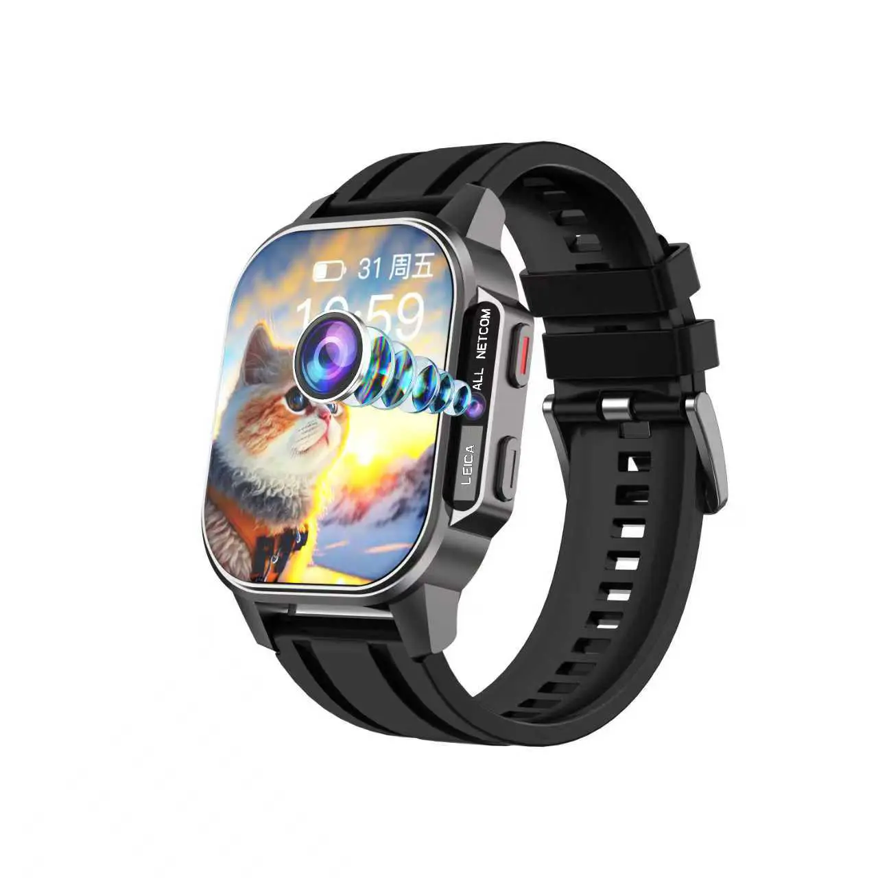 4g Android Smart Watch with Amoled Screen, GPS Location, Unisex Sporty Design, Water Resistant Ipx-6, Digital Face, WiFi Connectivity, Wireless, Wearable, Water Proof, Smartwatch for Android
