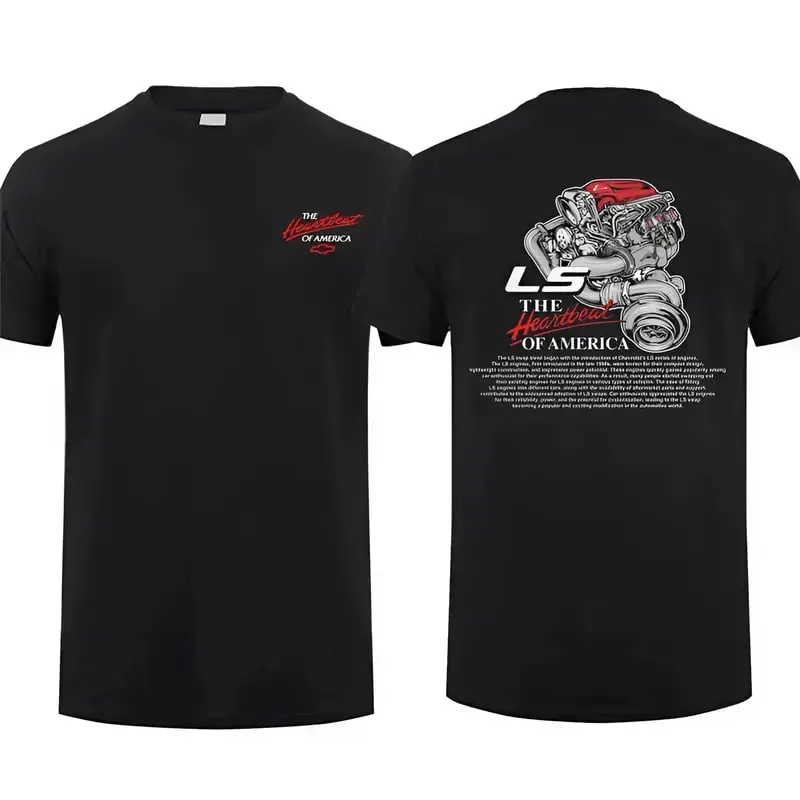 LS Engine T-Shirt, The Heartbeat of America Performance Graphic Tee, LS Swap Muscle Car Engine Shirt for Gearheads & Chevy Fans