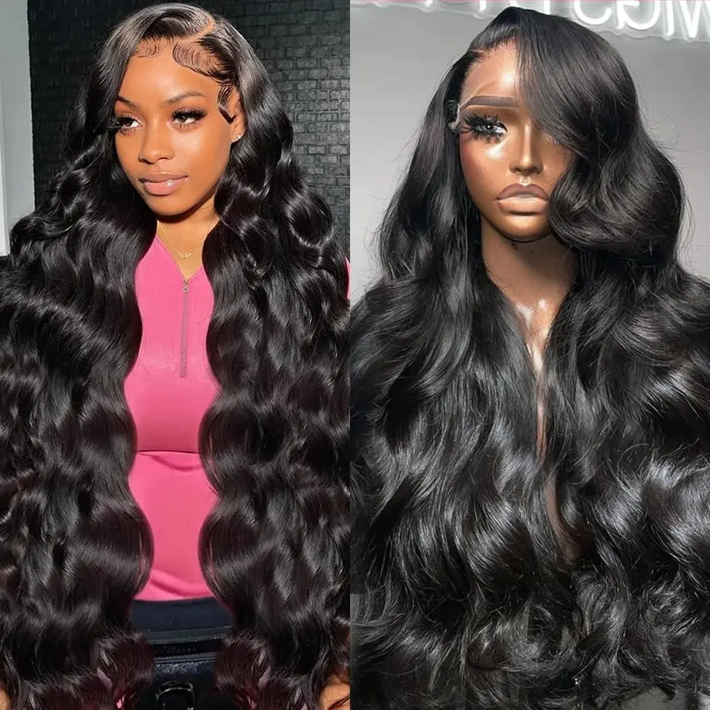 13x4 Lace Front Wigs Human Hair For Women Body Wave HD Lace Front Wigs Human Hair Pre Plucked Bleached Knots with Baby Hair 180% Dentisy Glueless Transparent Lace Wig Brazalian Virgin Hair 30 Inch