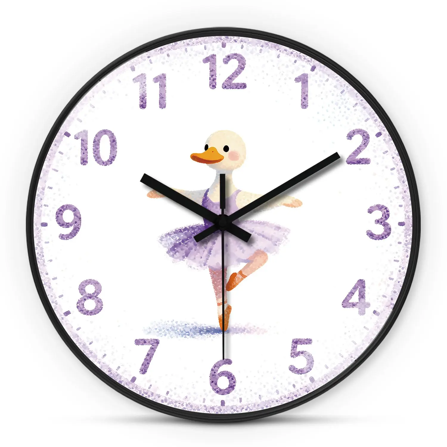 Ballet Swan Wall Clock, Silent Non-Ticking Round Timer, Aa Battery Operated, Ideal for Living Room, Office, Bedroom Gift