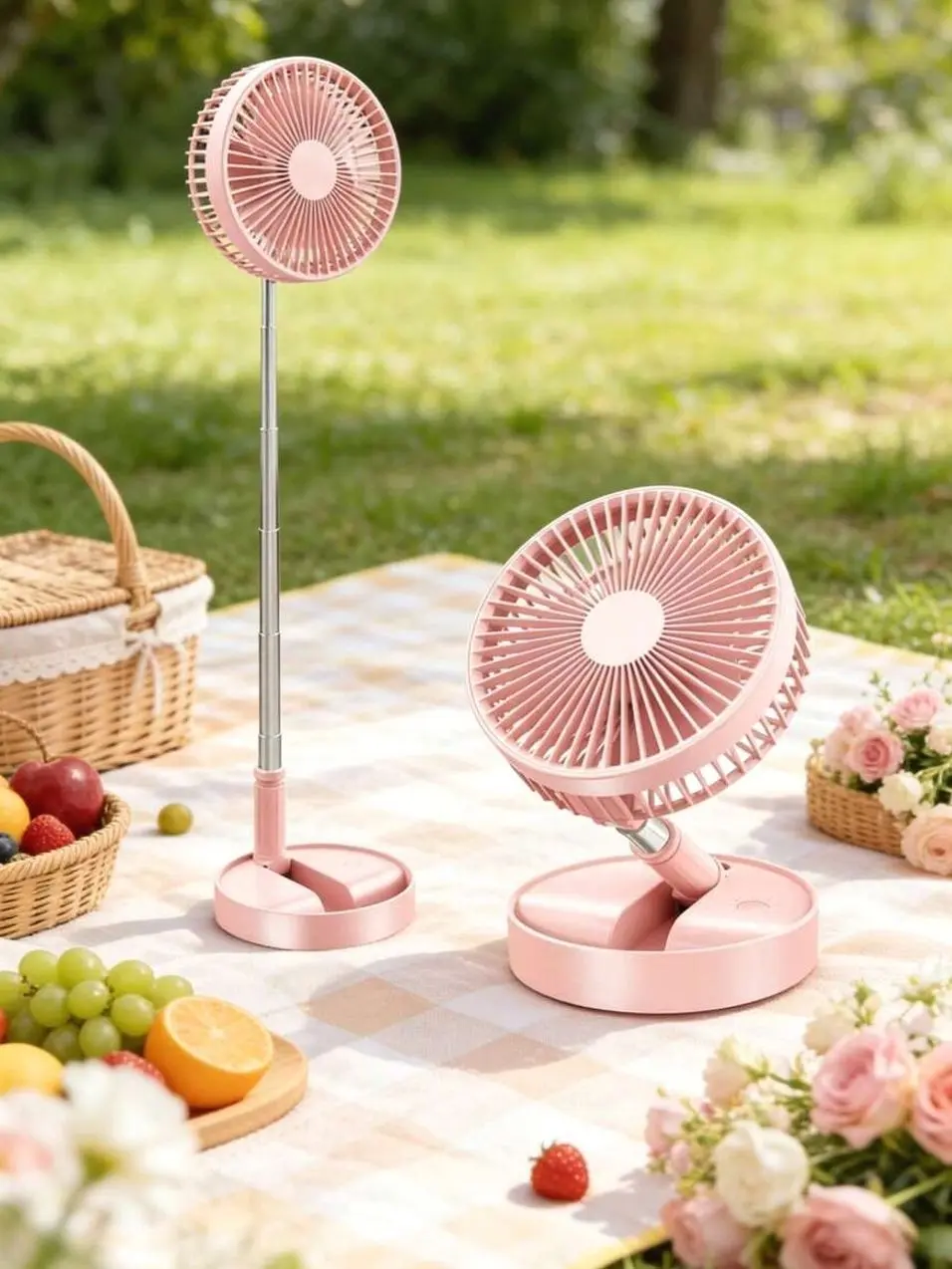 Foldable Retractable Fan | Height Adjustable, 4 Speeds, Remote Control | Portable Cooling for Home & Travel