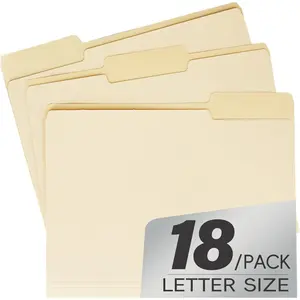 18 Pack Manila 1/3 Cut Tab Letter Size File Folders, Great for Organizing and Easy File Storage, Per Box