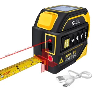 4-in-1 Laser Tape Measure with Laser Level Crosshairs|130ft/40m Laser Distance + 16ft/5m AutoLock Tape| Backlit LCD Display (Ft/Inch/M/mm)| for DIY,Construction, Interior Design|