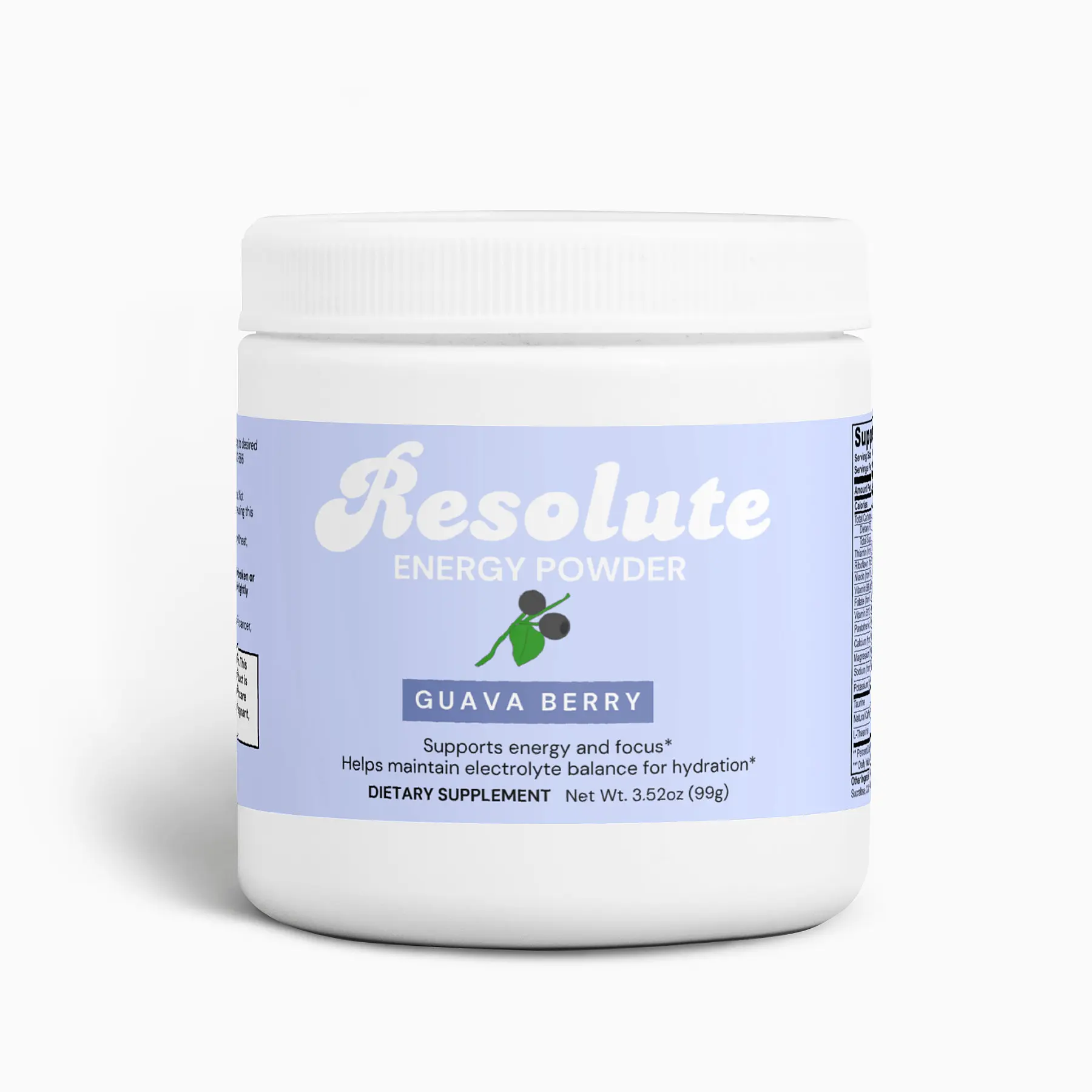 Resolute Guava Berry Sugar Free Flavored Energy Powder  |  Energy and Focus Supplement